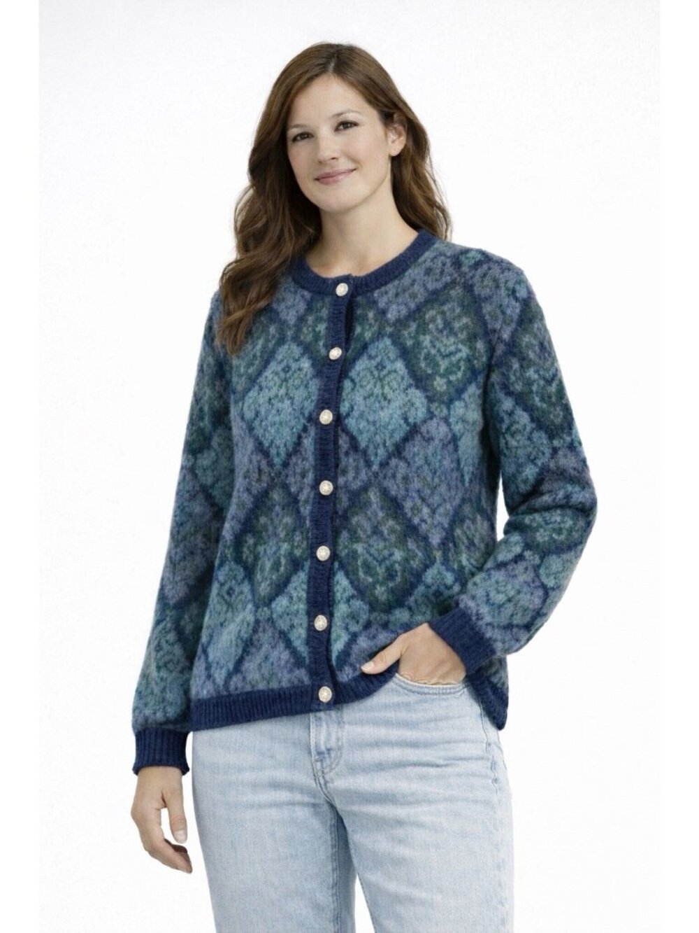 Vintage EQUORIAN Heritage Cardigan Sweater L Women Mohair Button Down Old Money